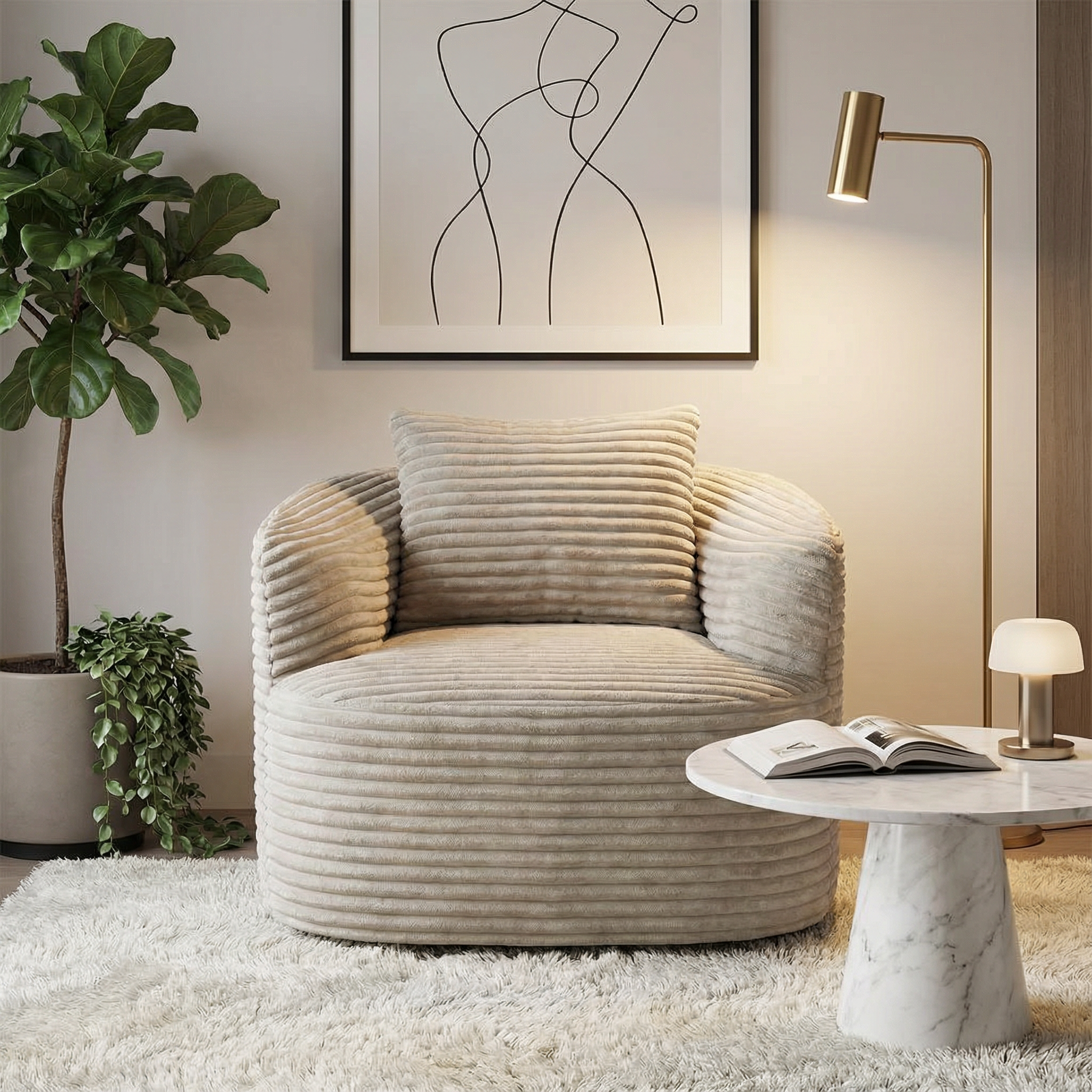 European modern simple lightweight single compression sofa vacuum compression thick corduroy sofa living room roll package pure sponge lazy sofa