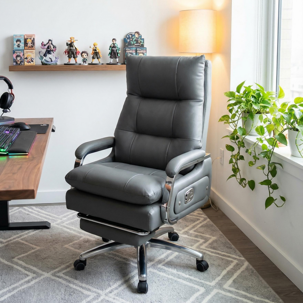 Executive chair, premium office chair, ergonomic reclining computer chair, leather，comfortable home chair for naps and leisure