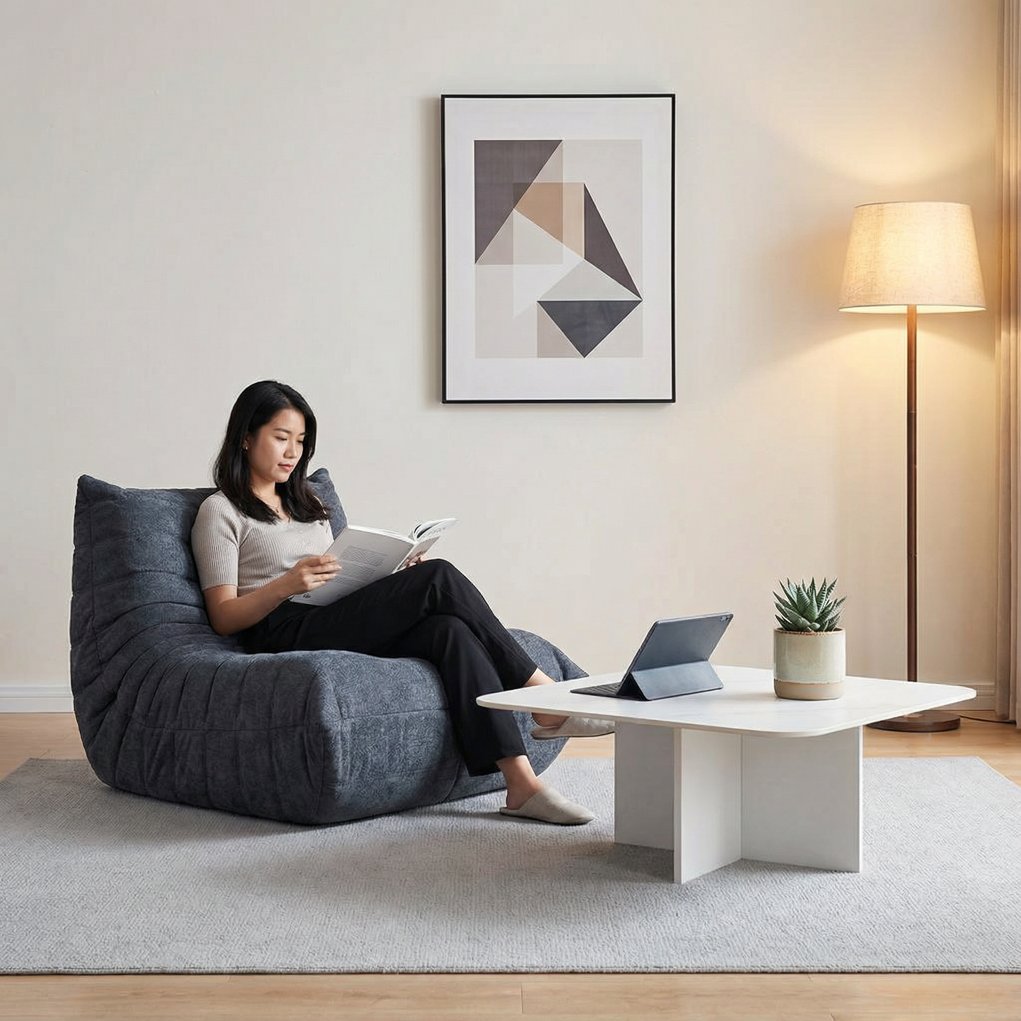 Caterpillar sofa togo dark gray living room lazy sofa reclining and sleeping single sofa balcony leisure sofa